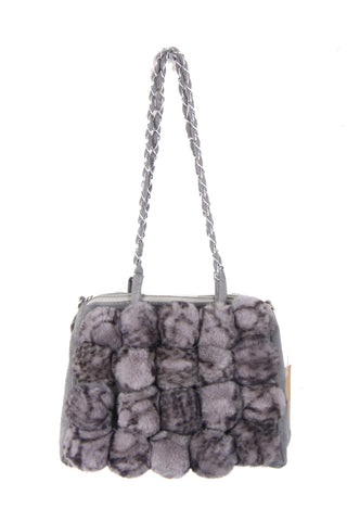 Fluffy Faux Fur Pom Pom Chain Shoulder Handbag