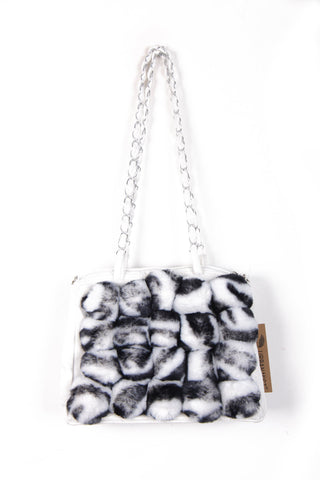 Fluffy Faux Fur Pom Pom Chain Shoulder Handbag