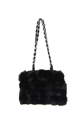 Fluffy Faux Fur Pom Pom Chain Shoulder Handbag
