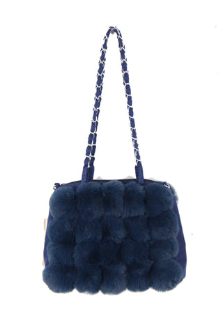 Fluffy Faux Fur Pom Pom Chain Shoulder Handbag