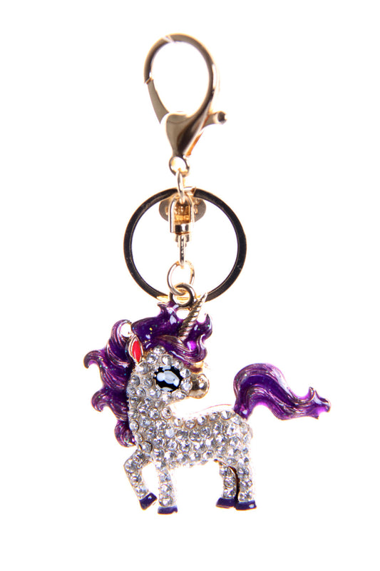 Unicorn Diamante Bag Charm Keyring
