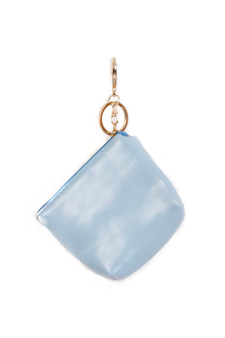 Leather Look Flower Diamante Zip Purse Bag Charm Keyring