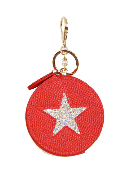 Star Diamante Zip Coin Bag Charm Keyring
