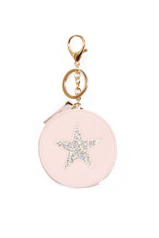 Star Diamante Zip Coin Bag Charm Keyring