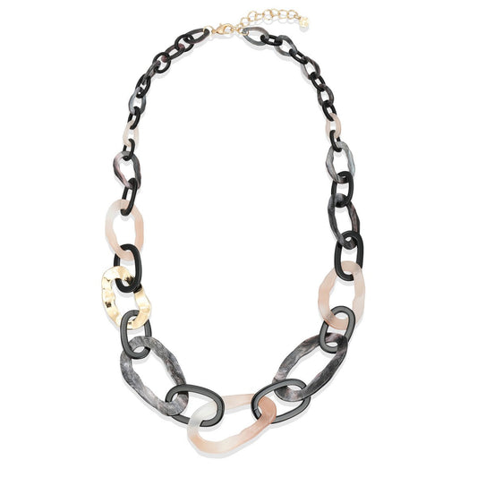 Geometric Chunky Chain Link Necklace - Grey