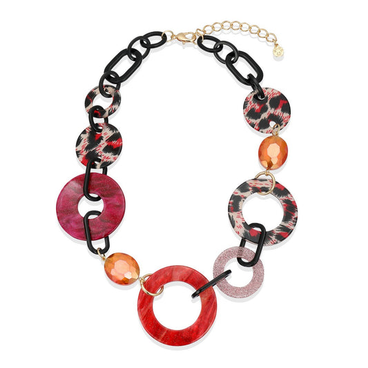 Multicolour Chain Link Ring Colourful Necklace