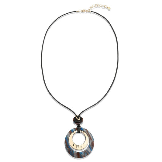 Blue Ring Pendant Statement Necklace