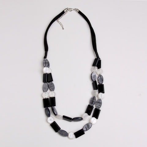 Long Necklace With Two Chains Of Beads