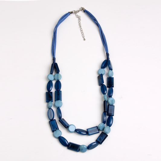Long Necklace With Two Chains Of Beads