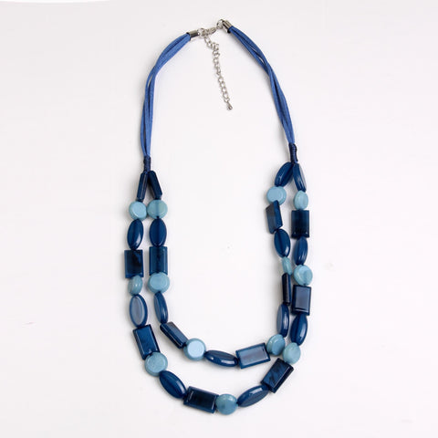 Long Necklace With Two Chains Of Beads