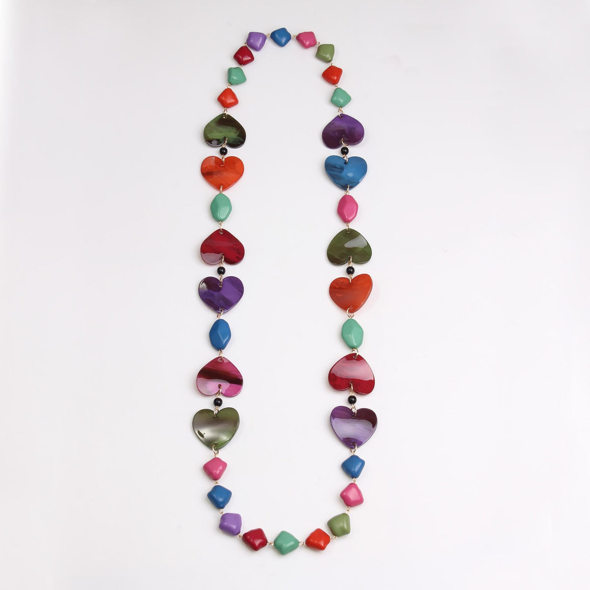 Hearts In A Chain Long Necklace