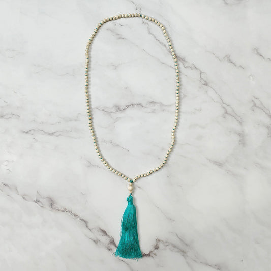 Blue Pearl Tassel Necklace