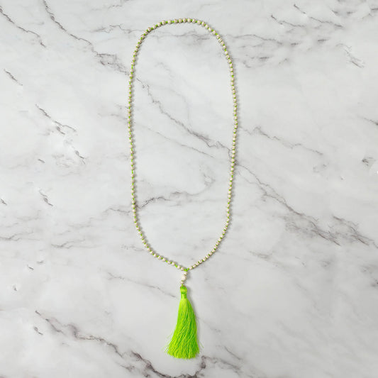 Green Pearl Tassel Necklace