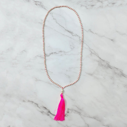 Pink Pearl Tassel Necklace