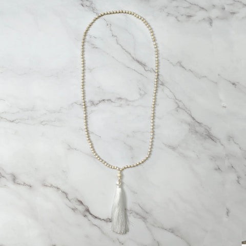 White Pearl Tassel Necklace