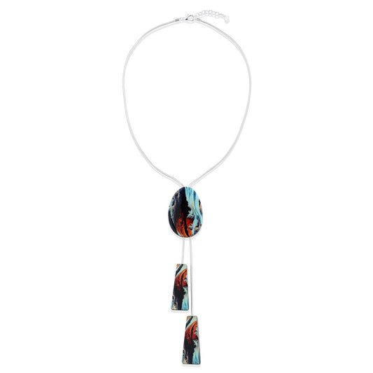 Multicolour Oval Pendant Long Necklace