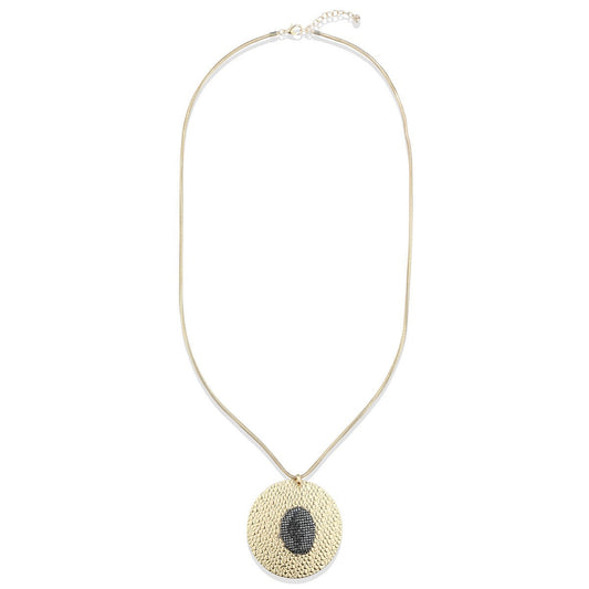 Gold Long Necklace with Large Pendant