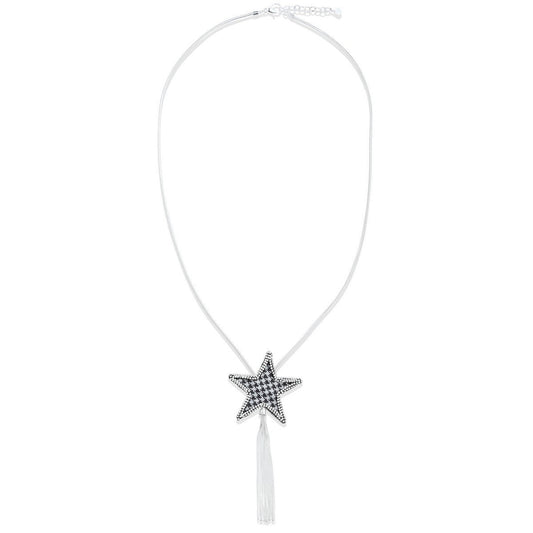 Long Chain Necklace with Diamante Star Pendant and Tassel