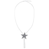 Long Chain Necklace with Diamante Star Pendant and Tassel