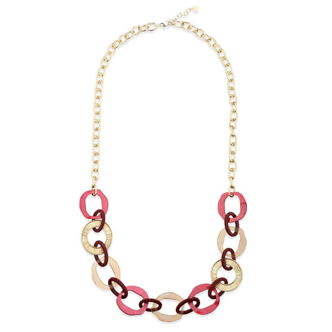 Orange Link Necklace with Gold Chain