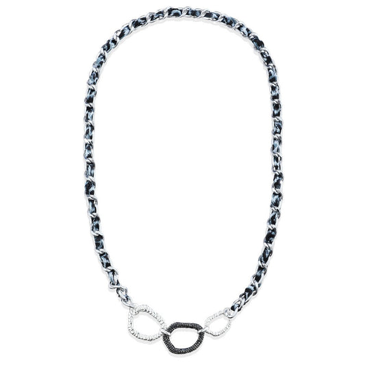 Black and Silver Chain Necklace with Ring Details