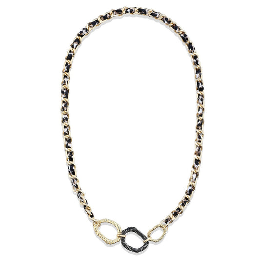 Black and Gold Chain Necklace with Ring Details
