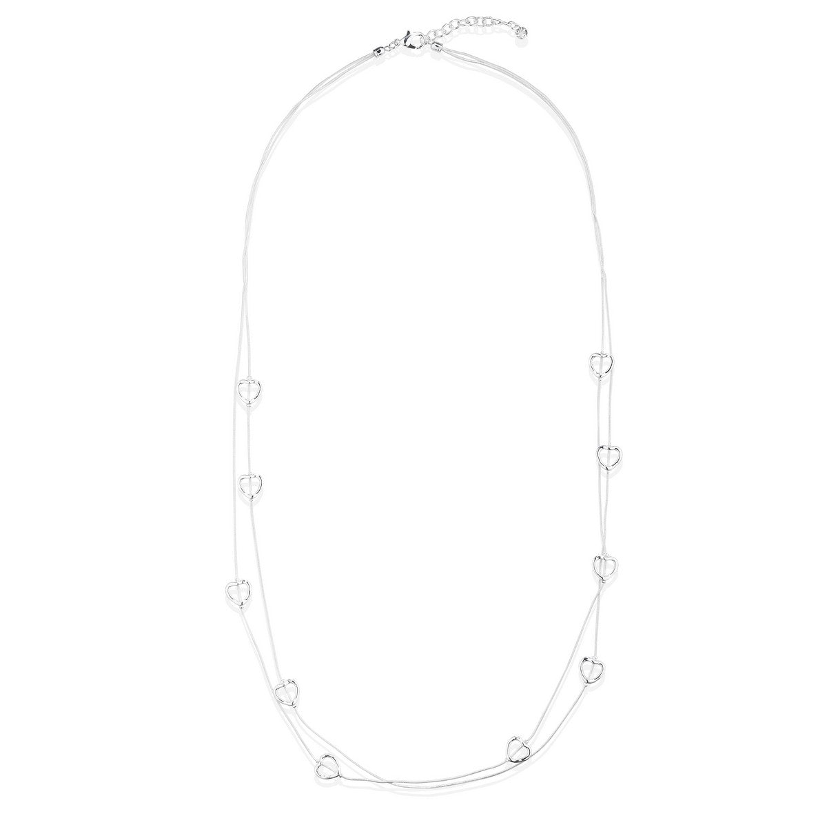 Long Necklace with Heart Bead Accents