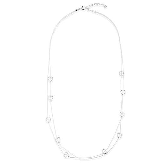 Long Necklace with Heart Bead Accents