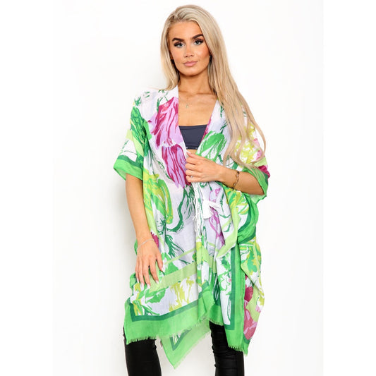 Floral Design Summer Kimono - Green