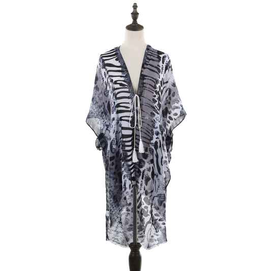 Zebra Print Summer Kimono - Black