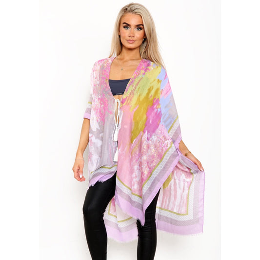 Tie-Dye Multicolour Kimono - Pink