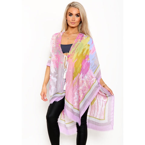 Tie-Dye Multicolour Kimono - Pink