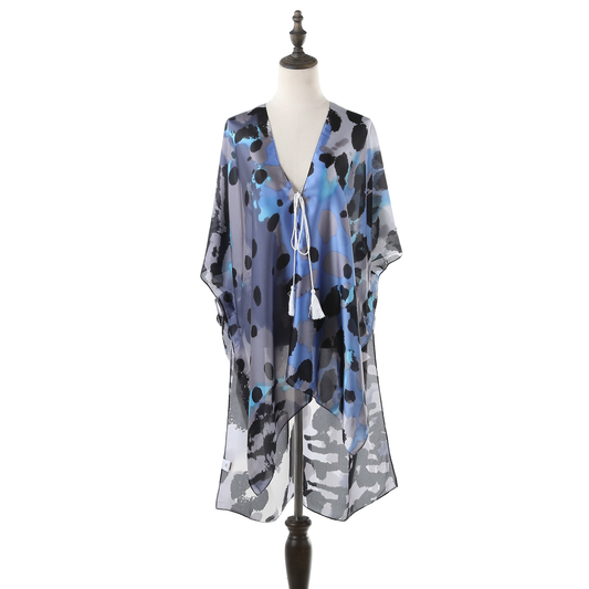 Polka-Dot Print Silk Kimono - Black