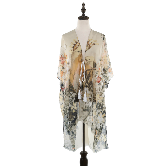 Summer Kimono with Flowers - Yellow