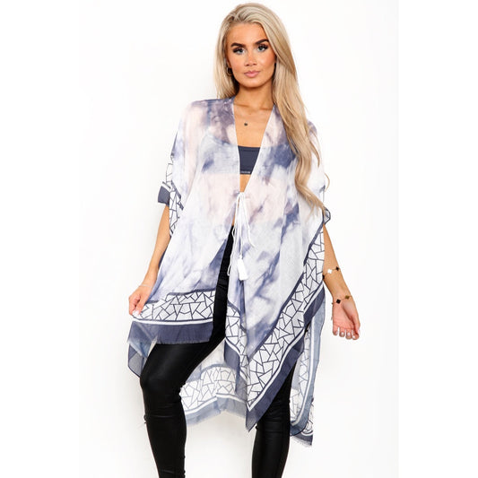 Marble Design Kimono - Black