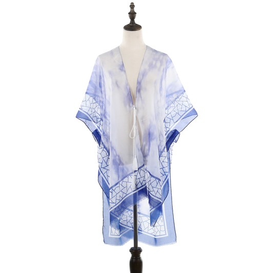 Marble Design Kimono - Blue