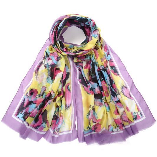 Abstract Print Silk Blend Scarf