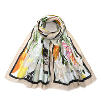 Beige & Yellow Tulip Print Scarf