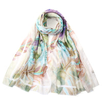 Beige & Blue Parrot  Print Scarf