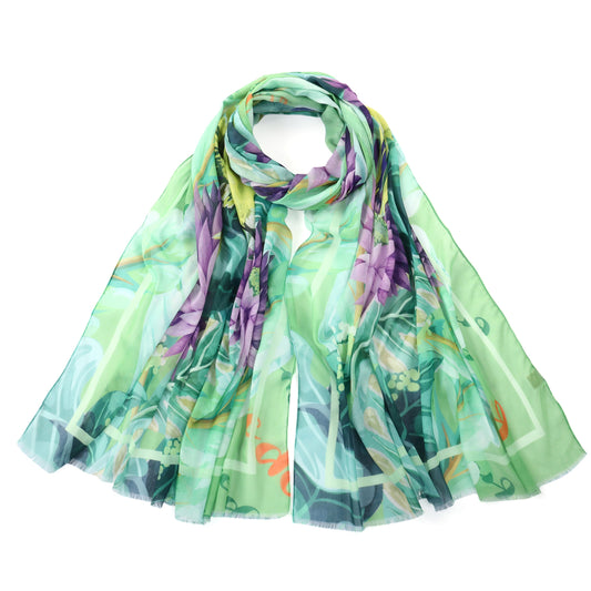 Green & Purple Parrot  Print Scarf
