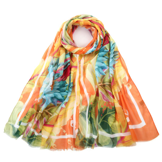 Parrot Print Scarf - Orange