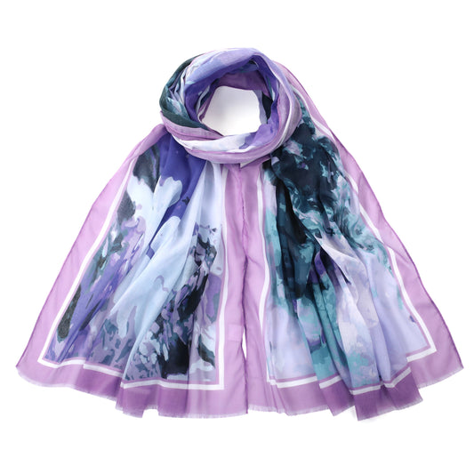 Vibrant Watercolour Design Scarf - Purple