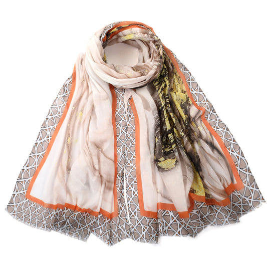 Marble Design Silk Blend Scarf