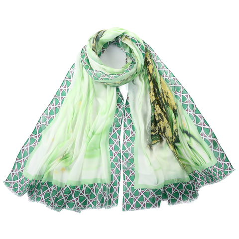 Green Marble Design Silk Blend Scarf