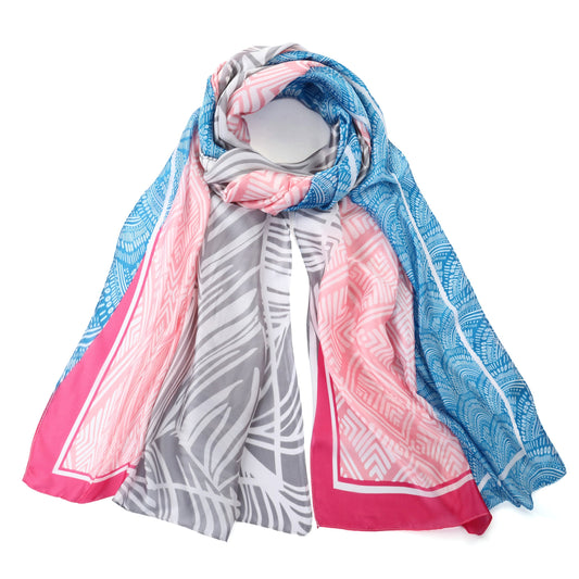 Geometric Design Silk Blend Scarf - Pink