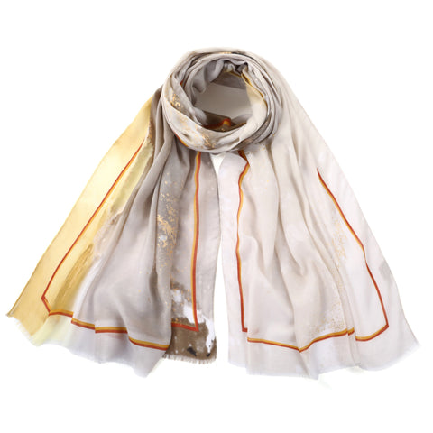 Coffee Tie-Dye Scarf Print