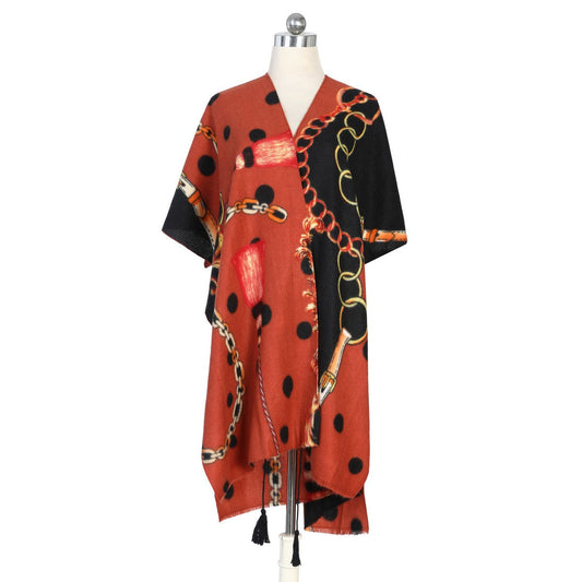 Red and Black Patterned Kimono