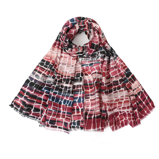 Cobble Stone Pattern Scarf - Red