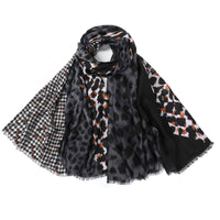 Black Leopard Print Pattern Scarf