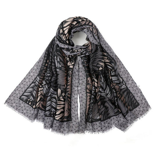 Black Branches Mixed Cotton Scarf